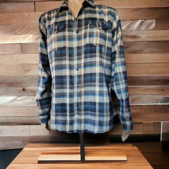 Mens BURNSIDE Flannel Plaid Button Down  Size XL - Picture 2 of 8